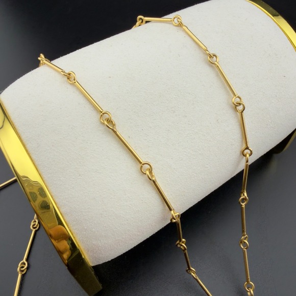 Madewell Two Tone Abstract Geometric Pendant Necklace Matte Gold Silver Tone - Picture 3 of 6